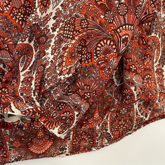 Zara Basic Red and Cream Paisley Blouse Size S - Picture 6 of 8